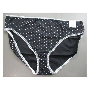 Charter Club Women's Plus Size Cotton Bikini Panty Underwear, Black Dots, 2X